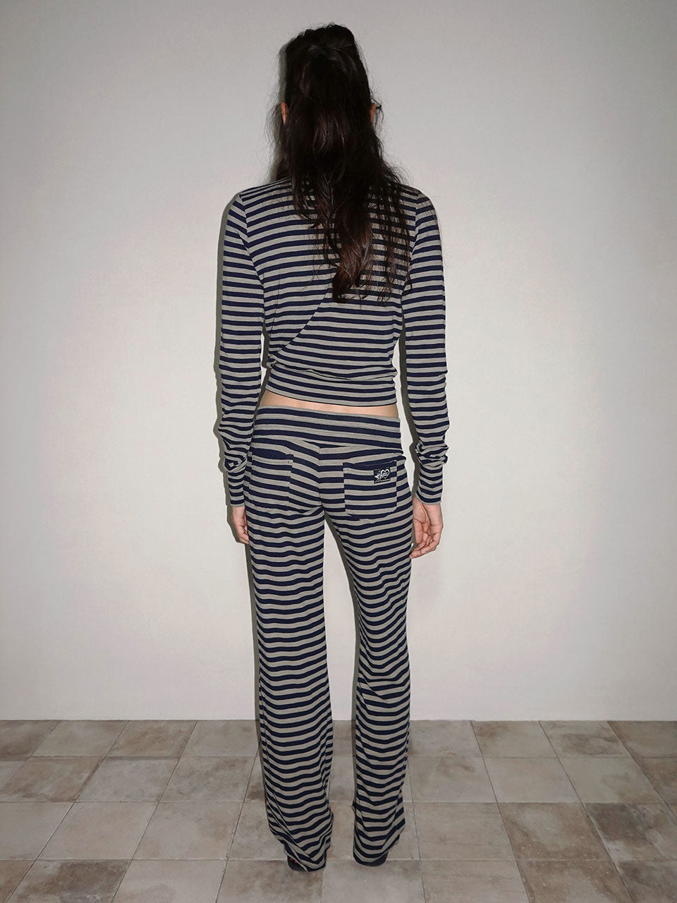 Classic Striped Jersey Pants Navy
