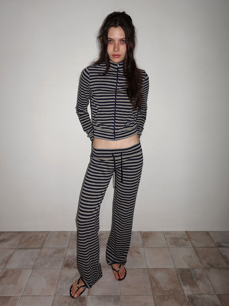 Classic Striped Jersey Pants Navy