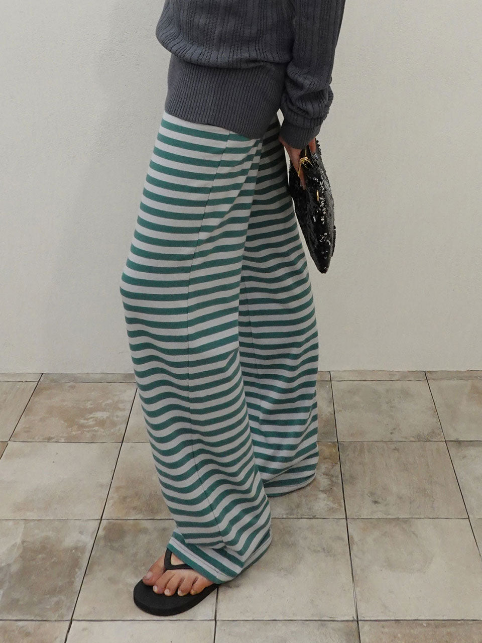 Classic Striped Jersey Pants Teal
