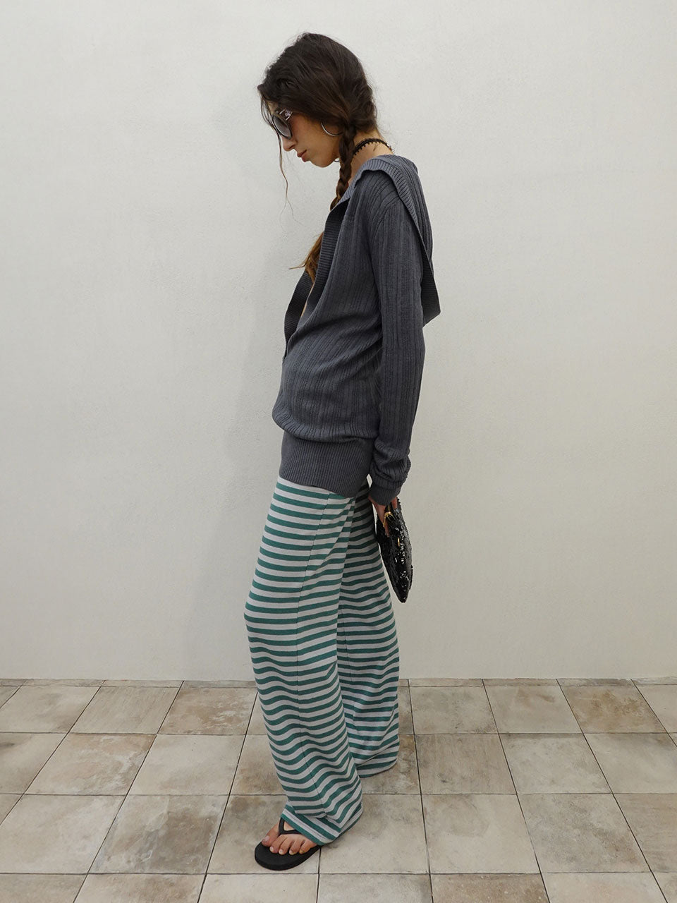 Classic Striped Jersey Pants Teal