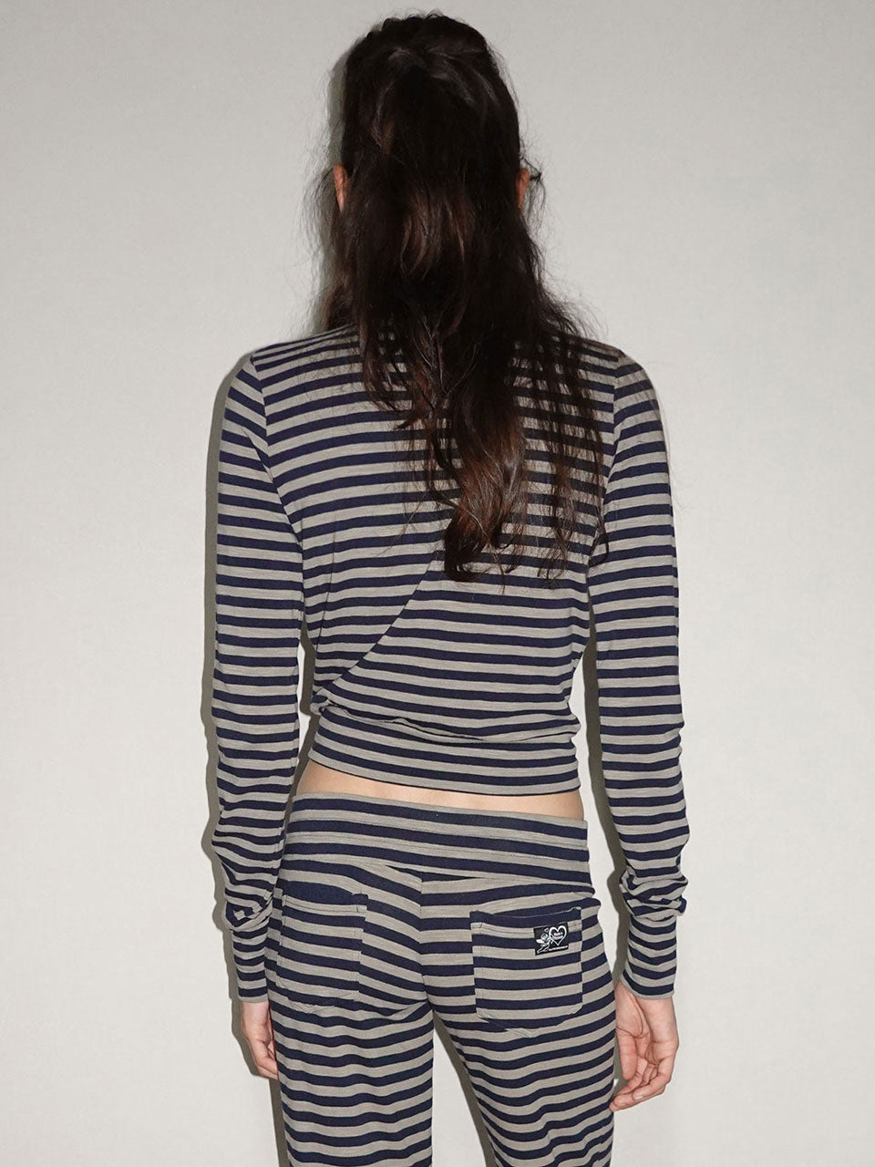 Classic Striped Jersey Zip-Up Navy