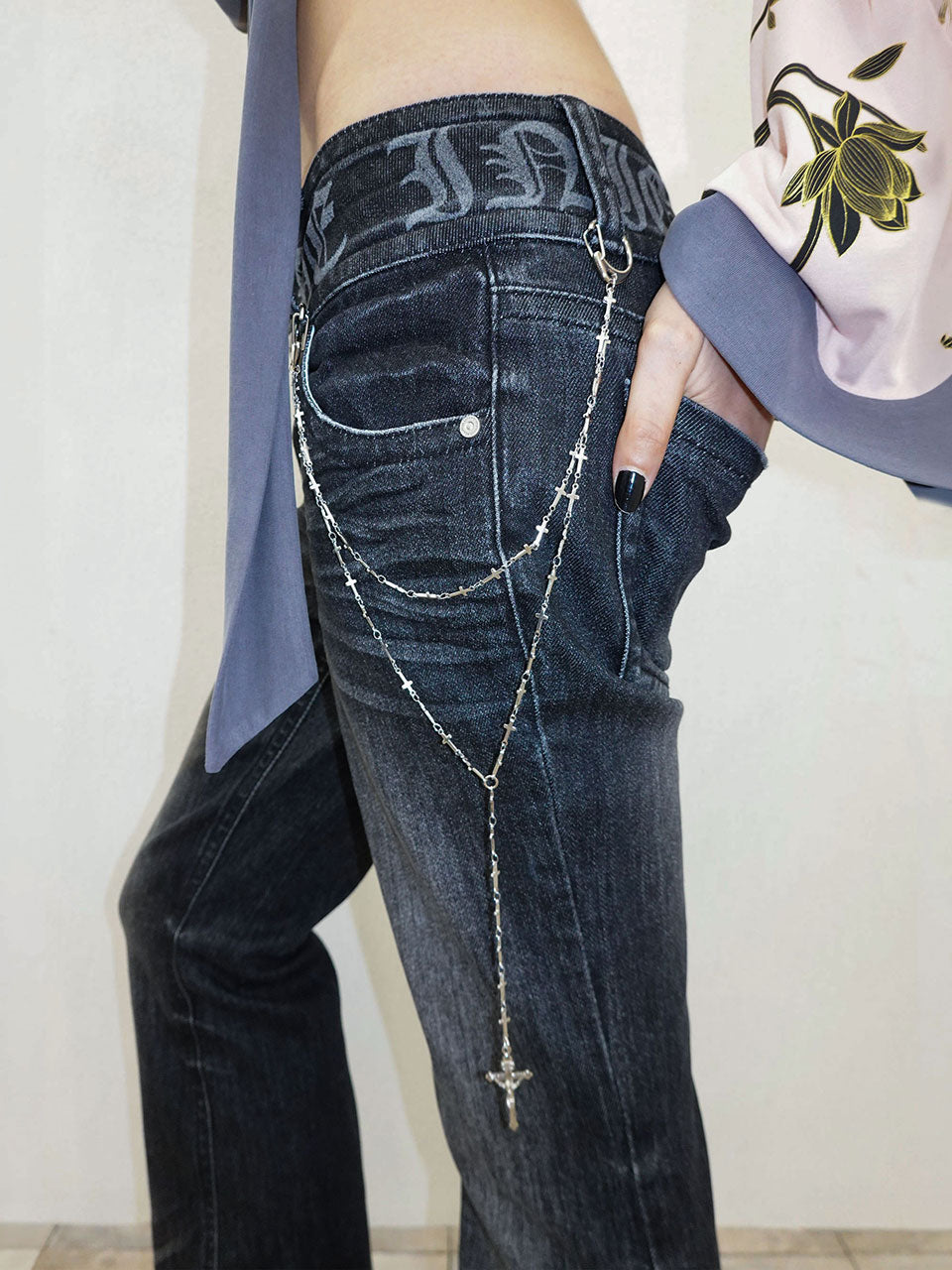 Confession Chain Denim Acid Black