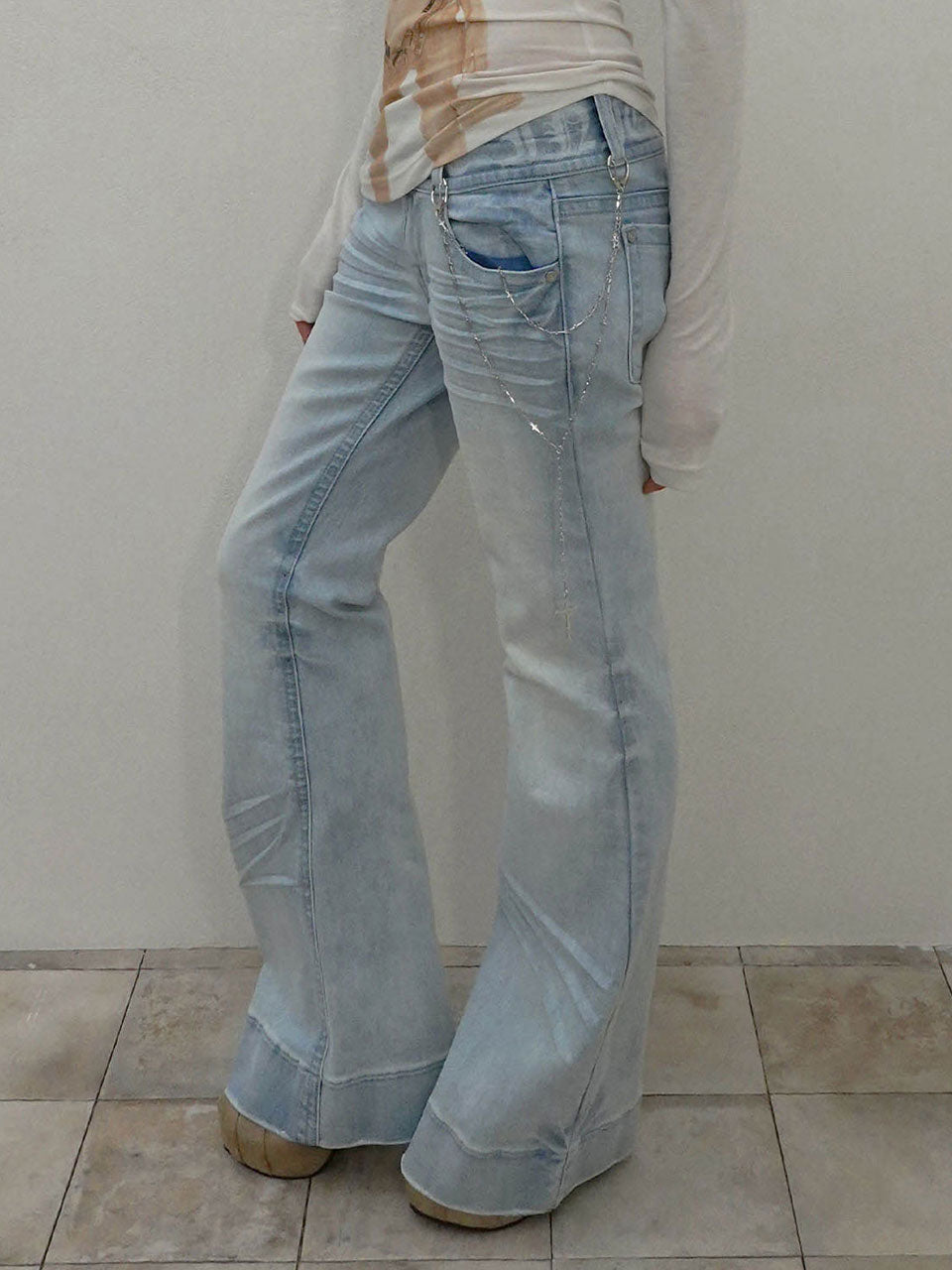 Confession Chain Denim Light Blue