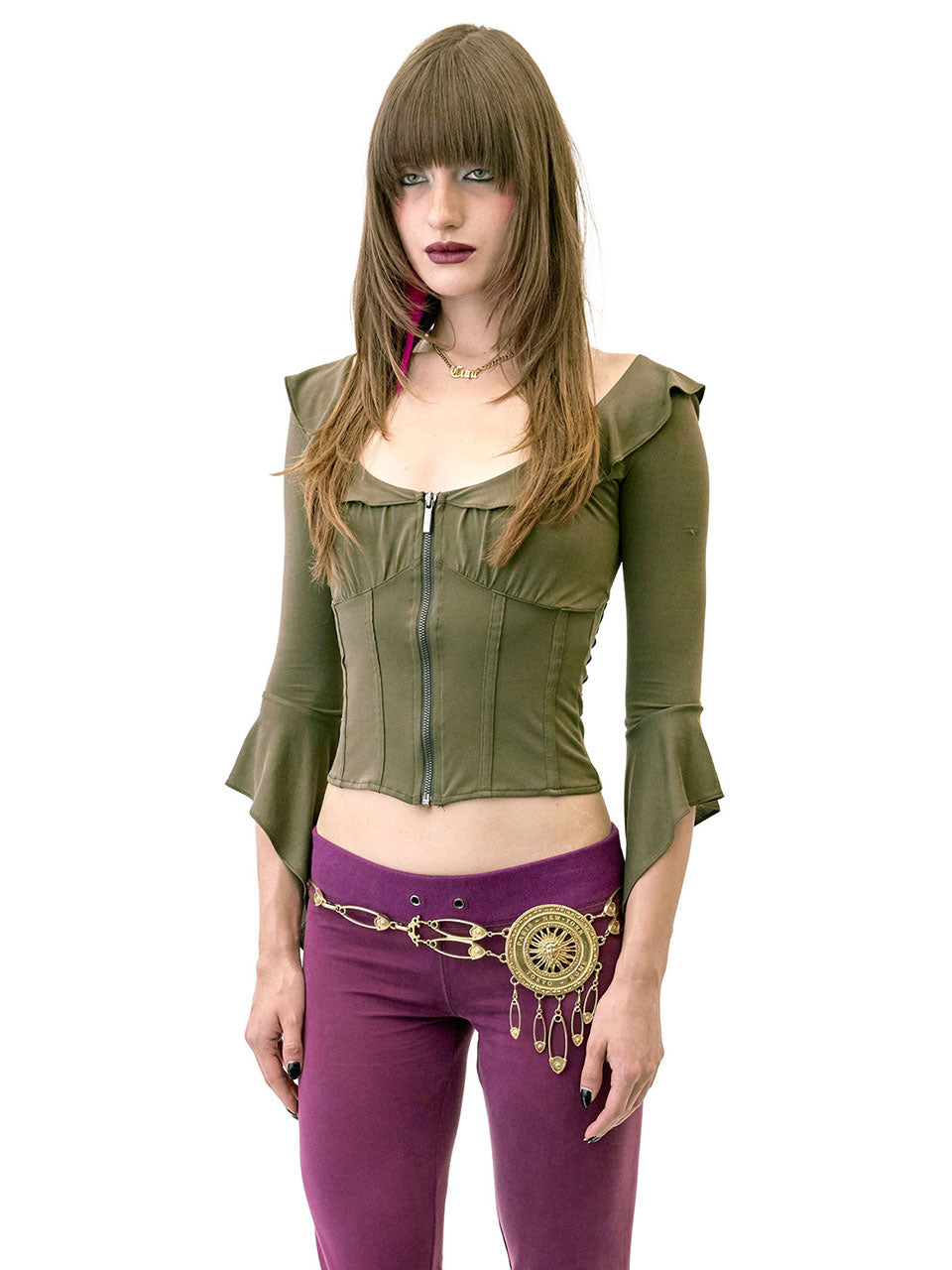 Corset Jersey Blouse Khaki