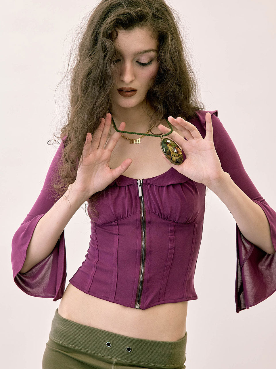 Corset Jersey Blouse Plum