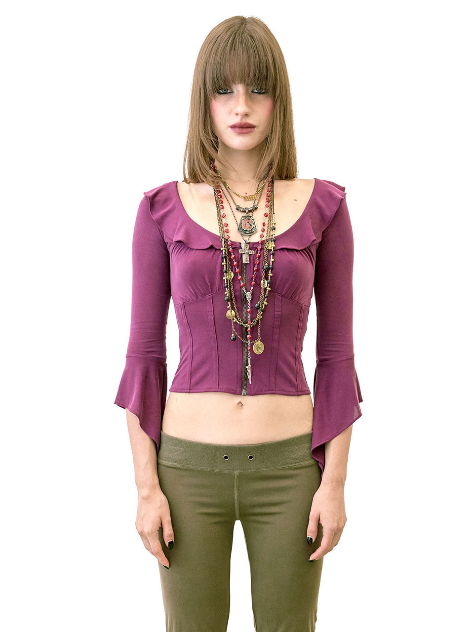 Corset Jersey Blouse Plum