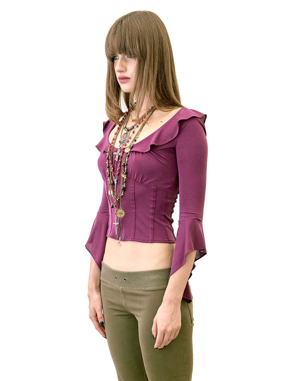Corset Jersey Blouse Plum