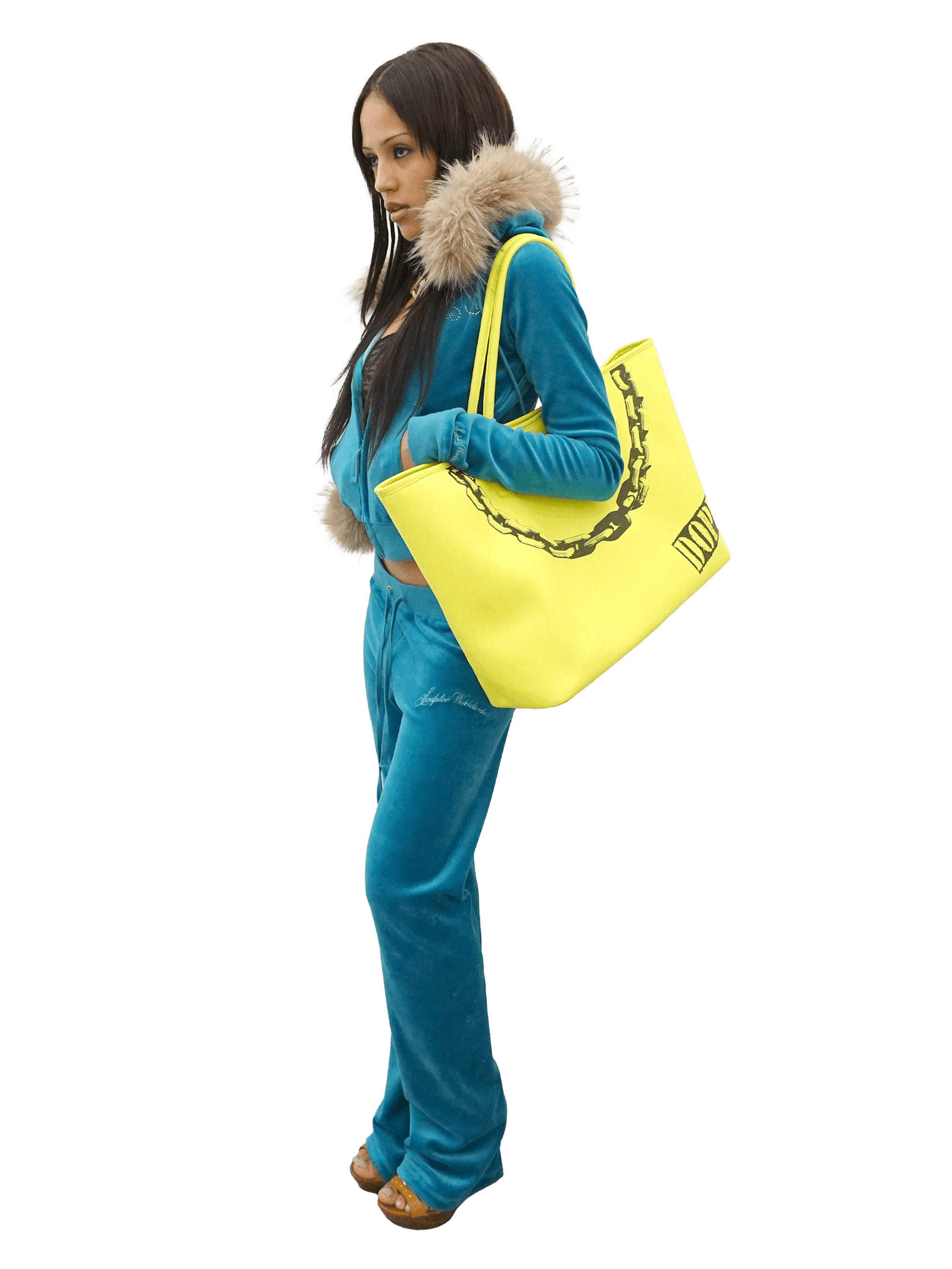 Couture Grocery Tote Bag Neon Yellow