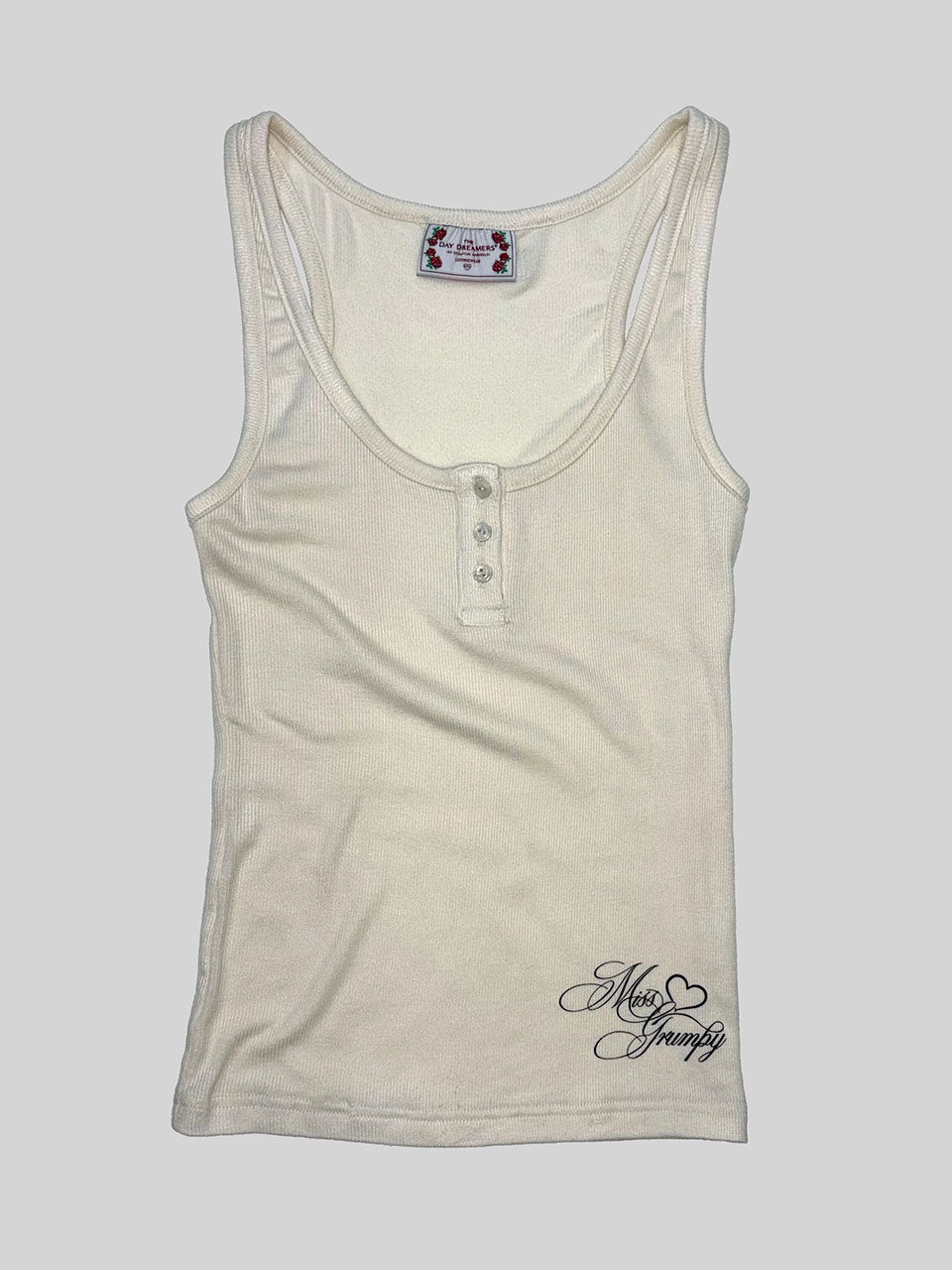Miss Grumpy Button-Up Top Cream