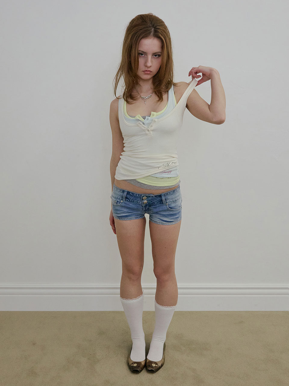 Miss Grumpy Button-Up Top Cream