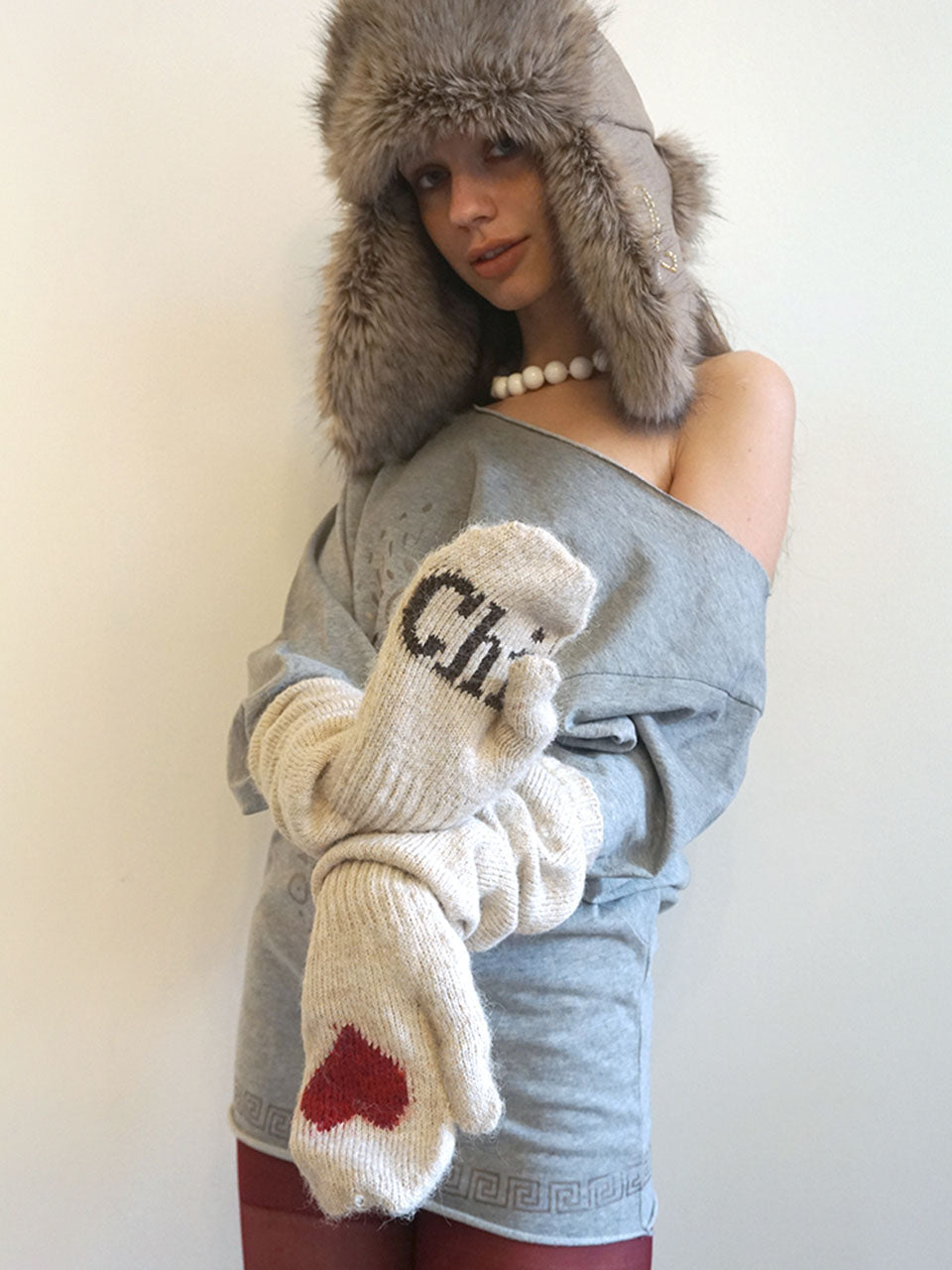 Wool Warmer Gloves Cream