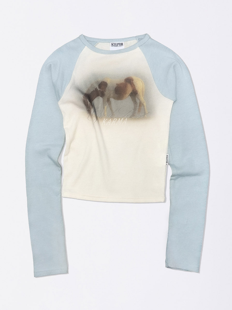 Good Karma Raglan Tee Cream/Baby Blue