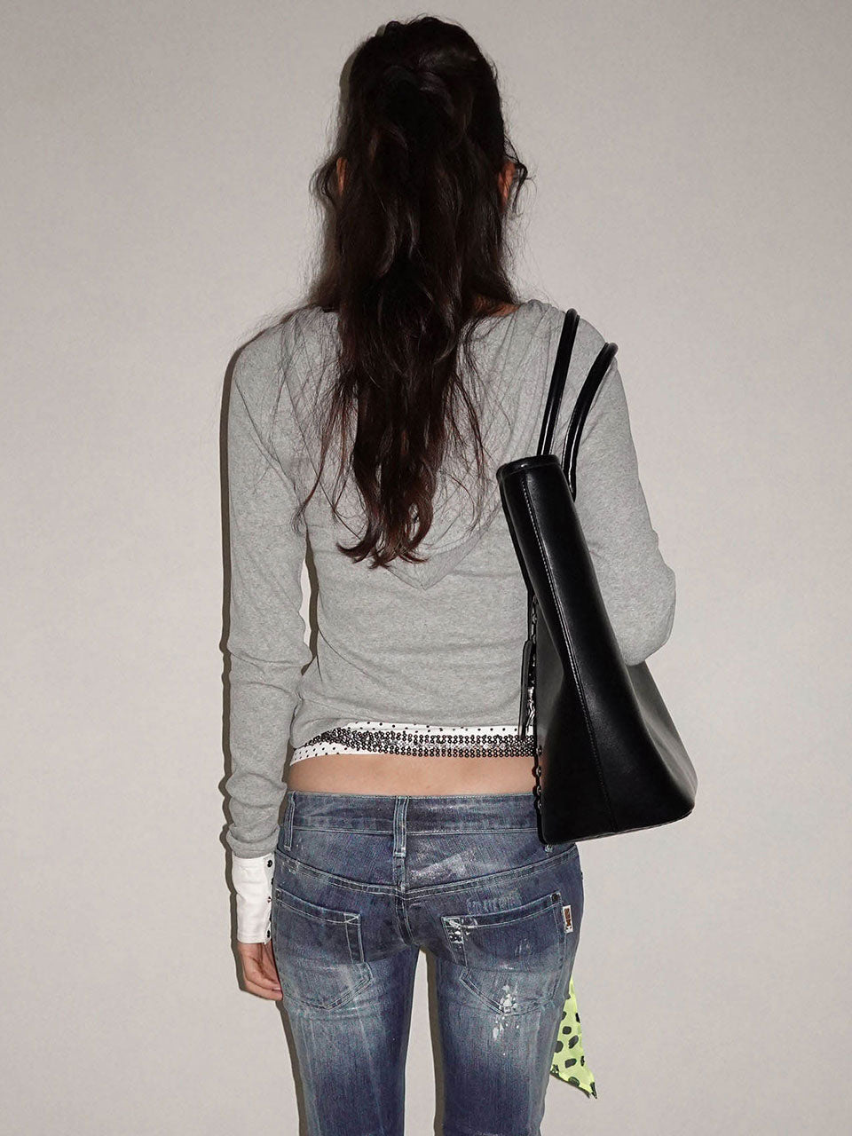 Crest Henley Hoodie Melange Gray