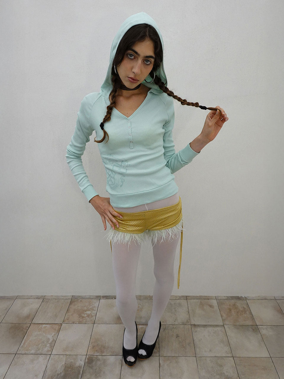 Crest Henley Hoodie Mint