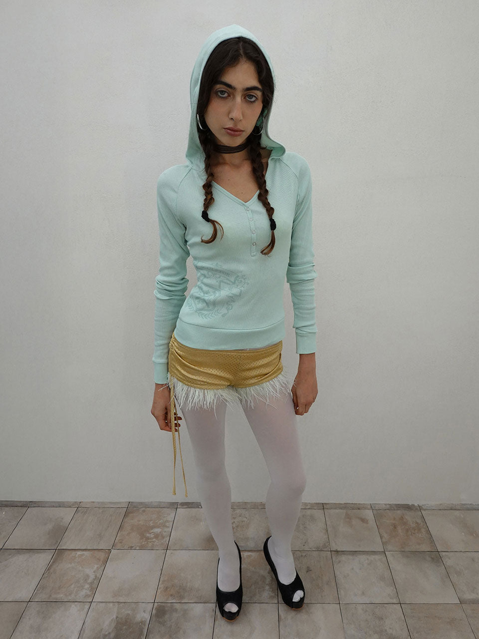 Crest Henley Hoodie Mint