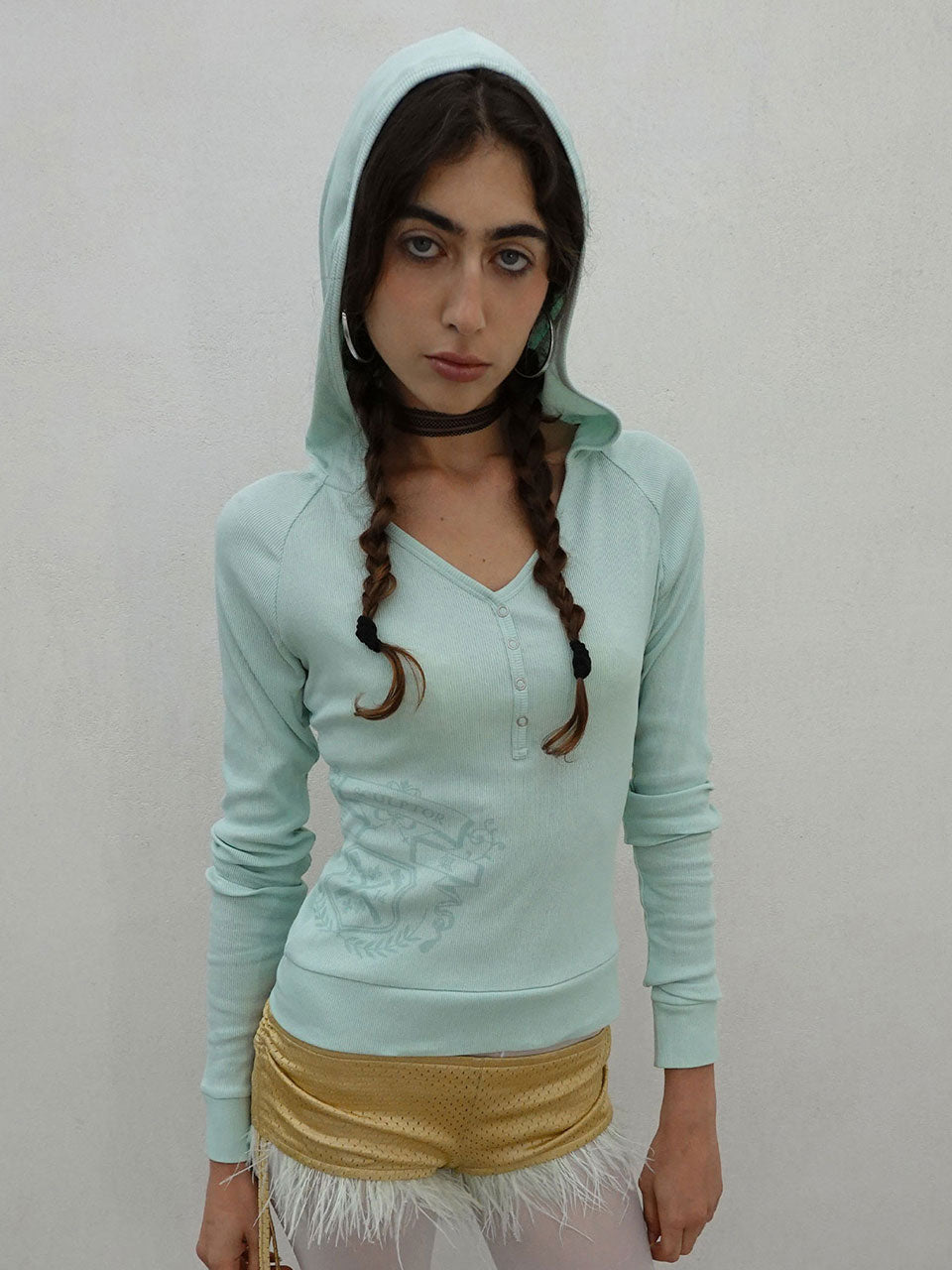 Crest Henley Hoodie Mint