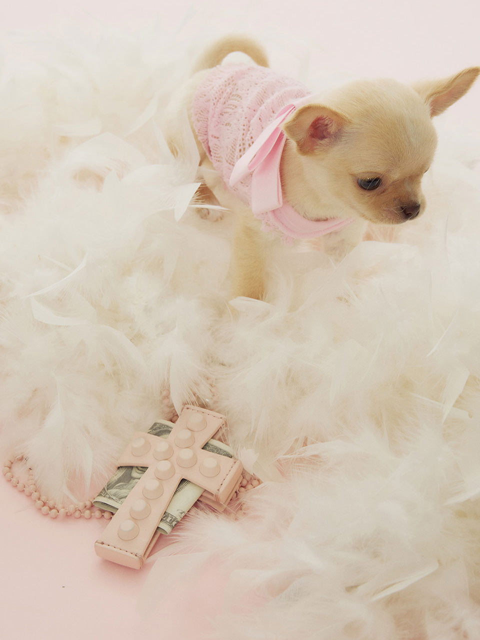 Cross Stud Strap Wallet Baby Pink