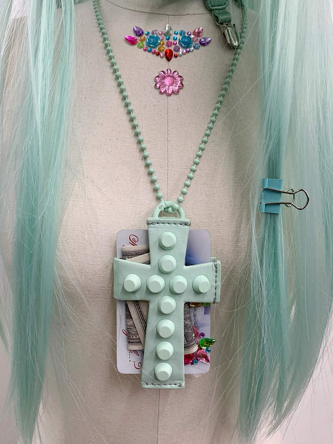 Cross Stud Strap Wallet Mint