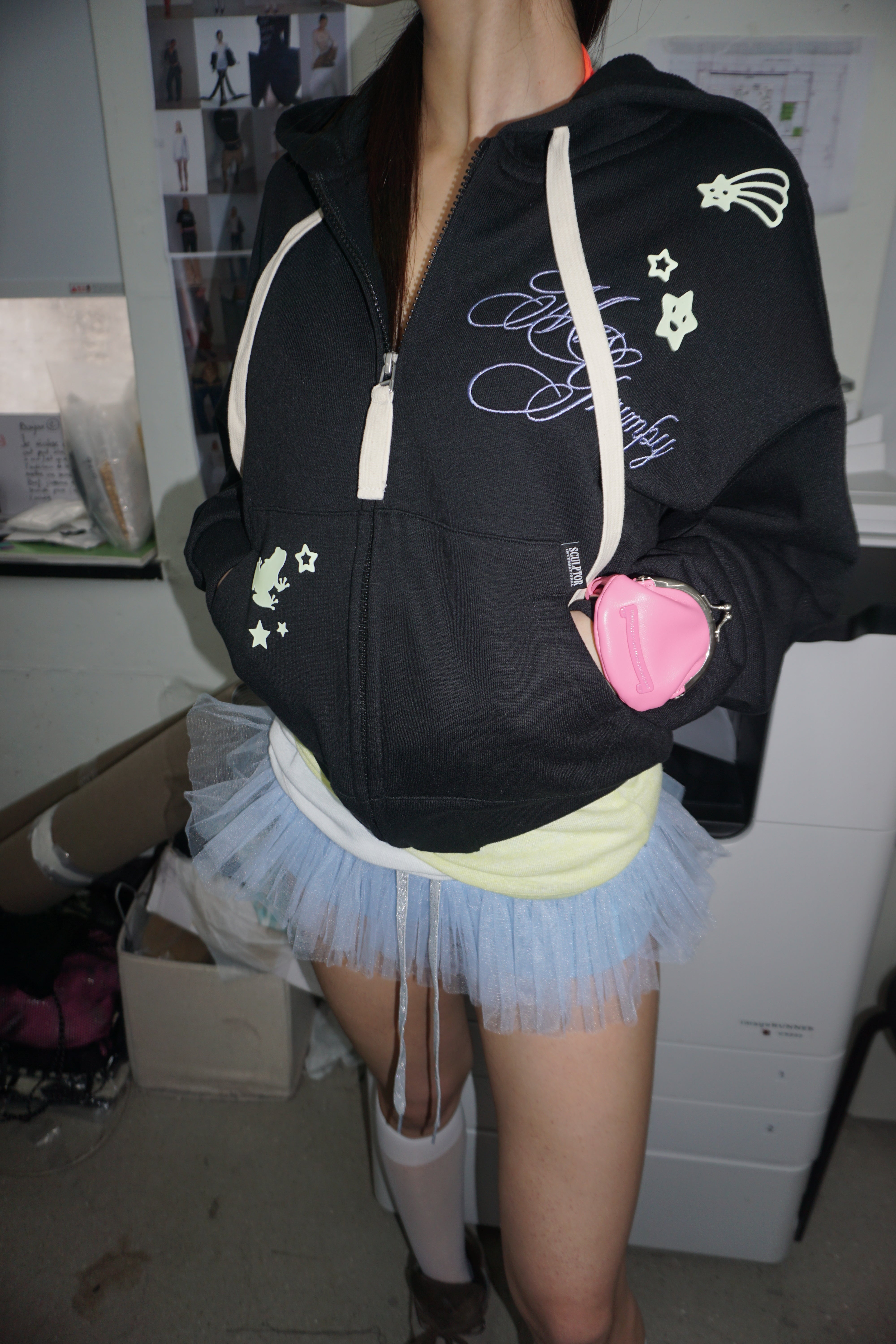 Glow In The Dark Zip-Up Hoodie Black