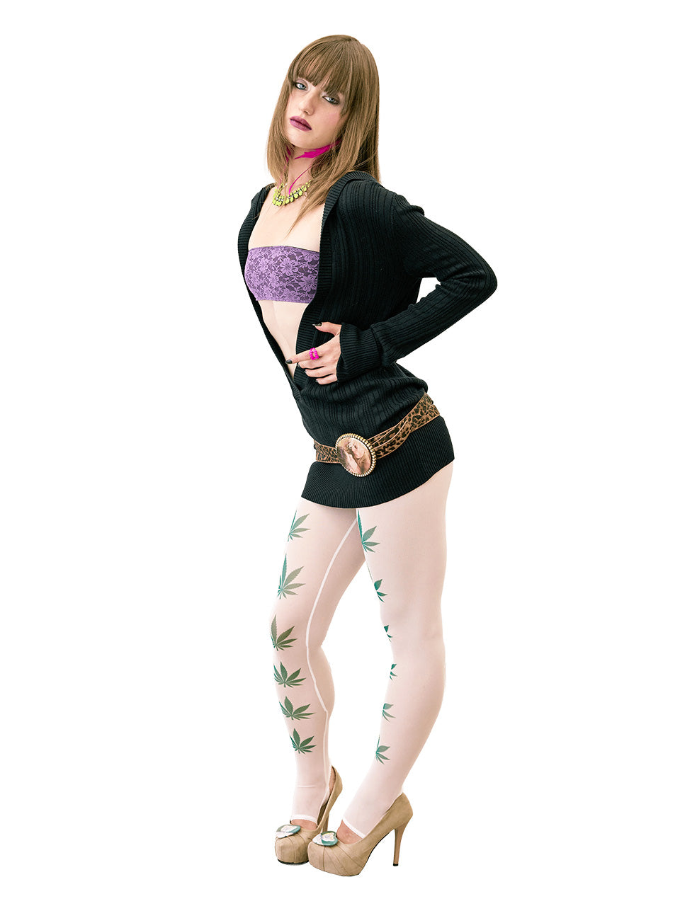 Deep V Cut Hooded Sweater Black