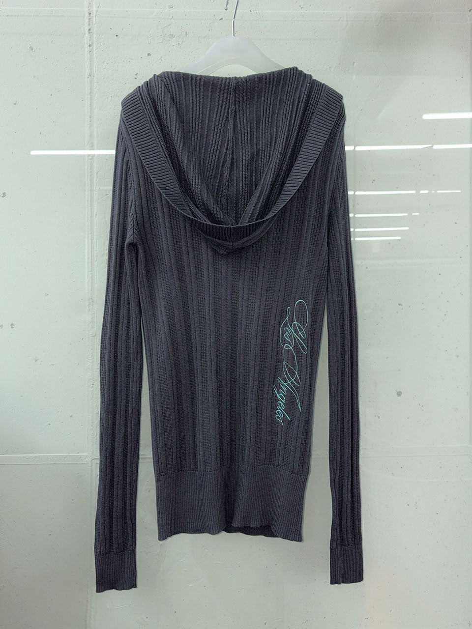 Deep V Cut Hooded Sweater Heather Charcoal