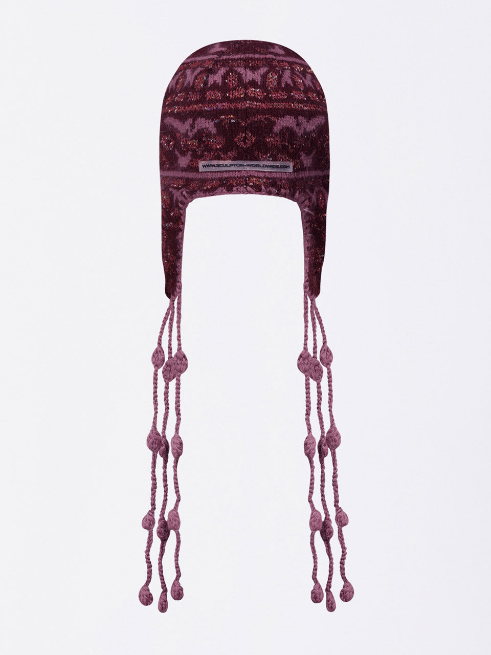 Sequin Nordic Earflap Beanie Deep Purple