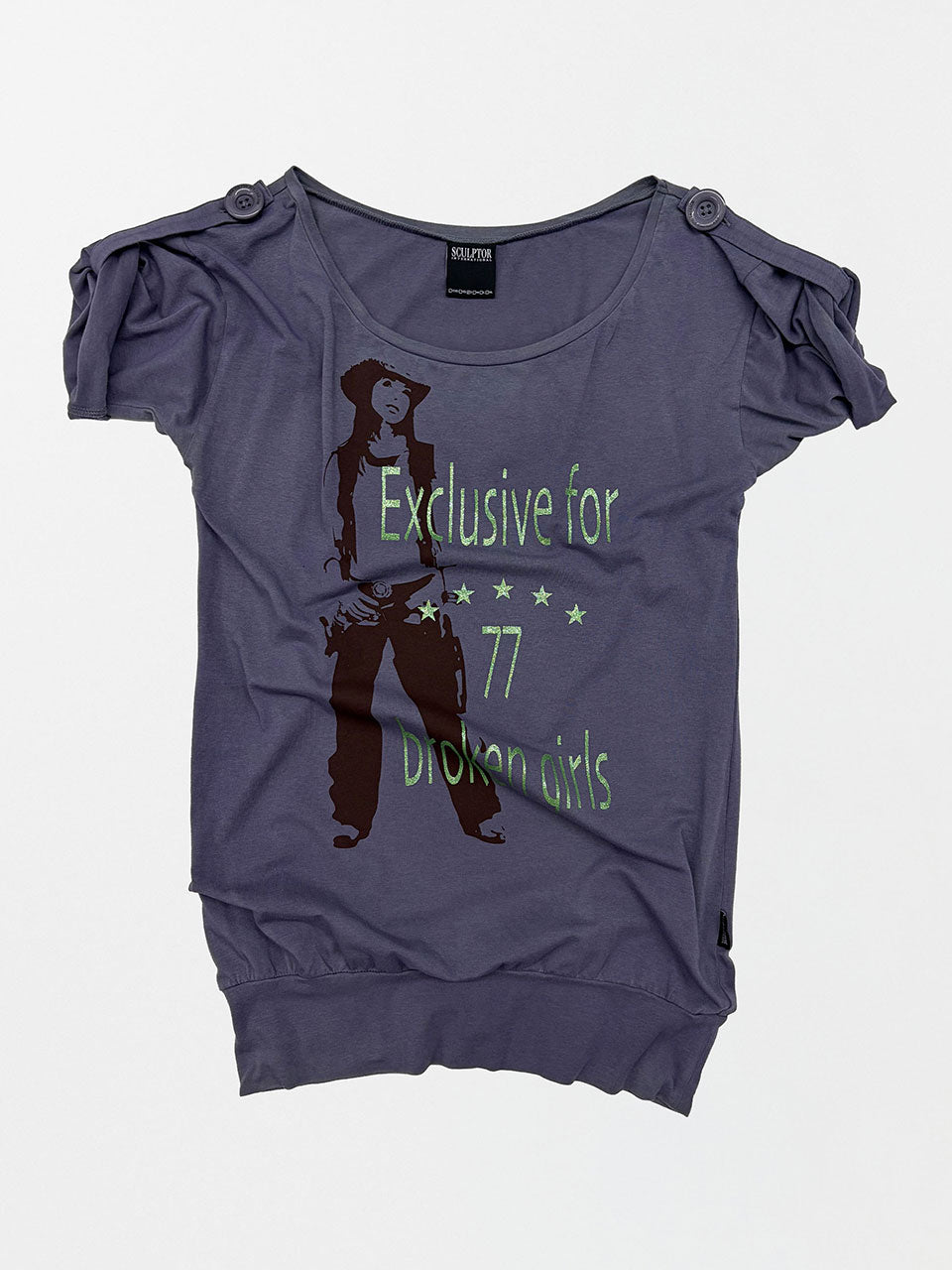 Broken Girls Roll Up Tee Dirty Purple