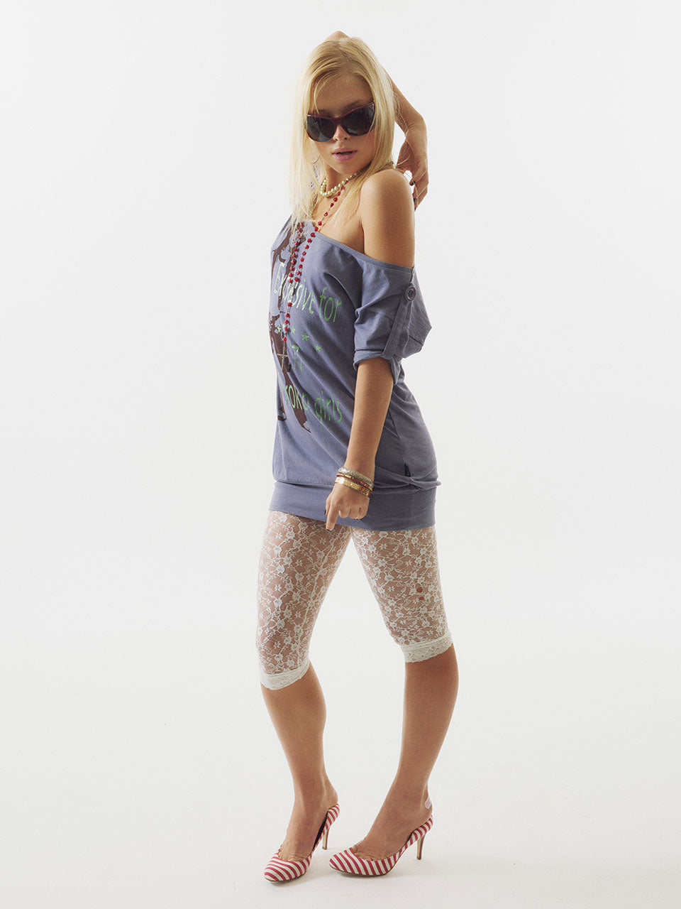 Broken Girls Roll Up Tee Dirty Purple