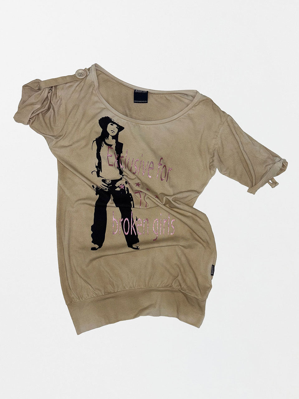 Broken Girls Roll Up Tee Dirty Sand