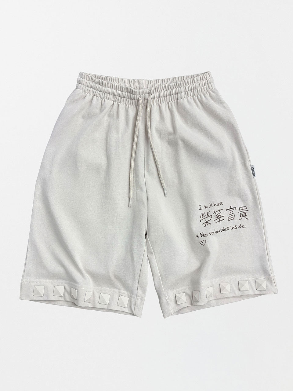 Studded Bermuda Pants Dirty White