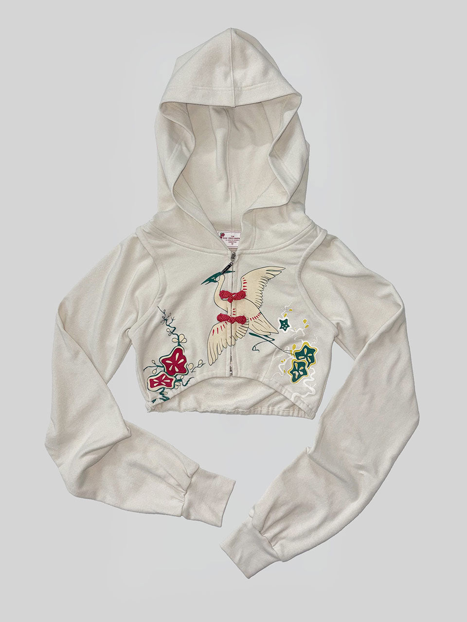 Zen Crop Hooded Zip-Up Dirty White