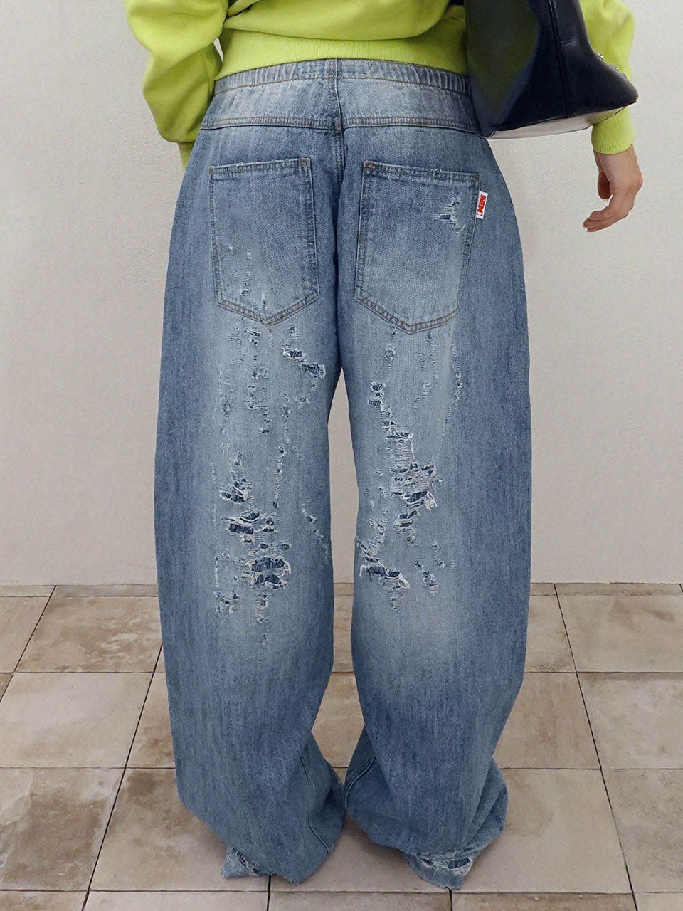 Distressed Layered Jeans Light Blue