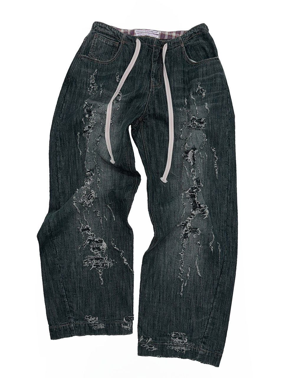 Distressed Layered Jeans Faded Black