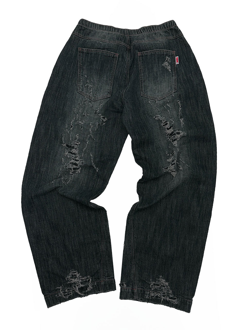 Distressed Layered Jeans Faded Black