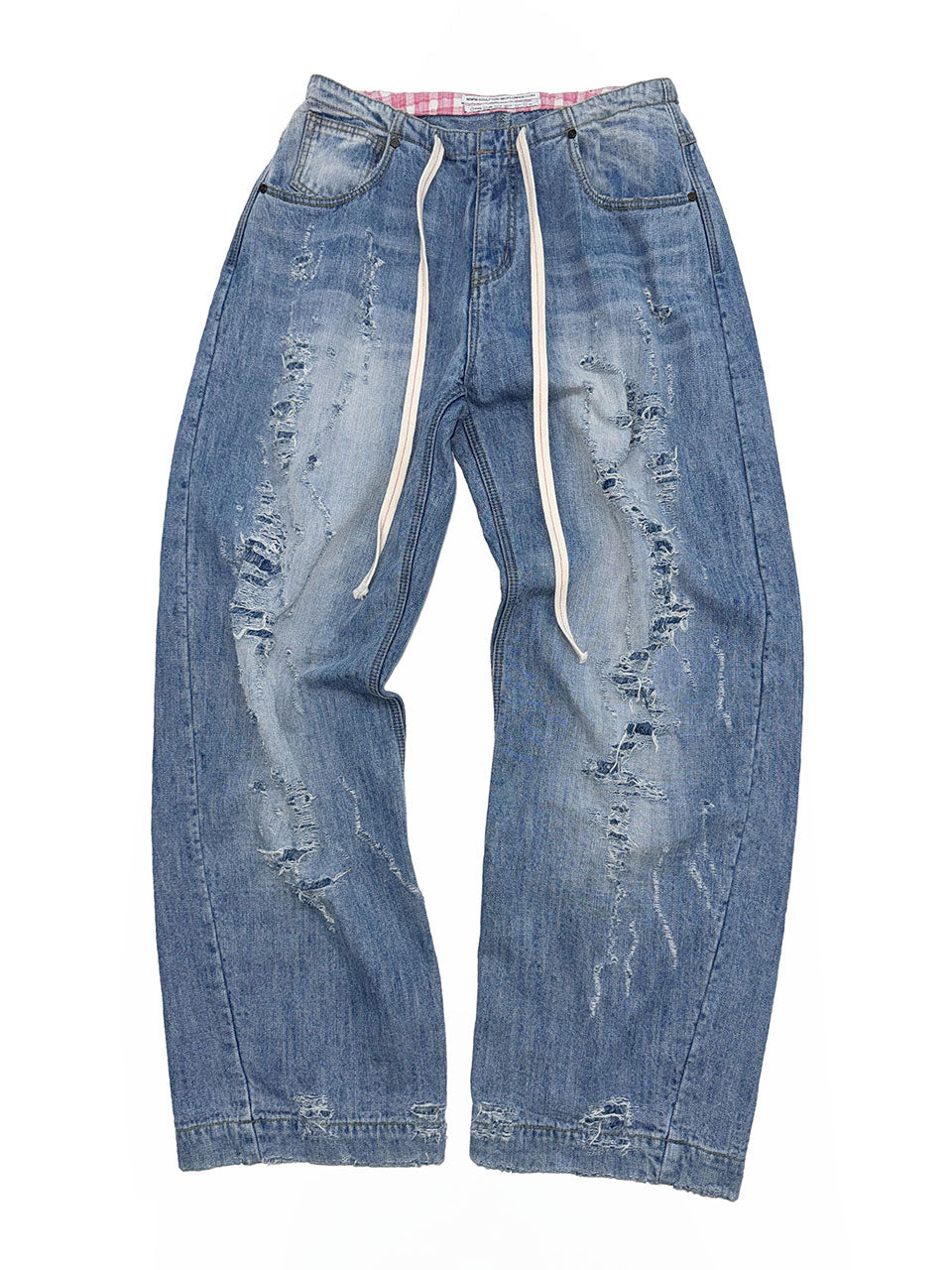 Distressed Layered Jeans Light Blue