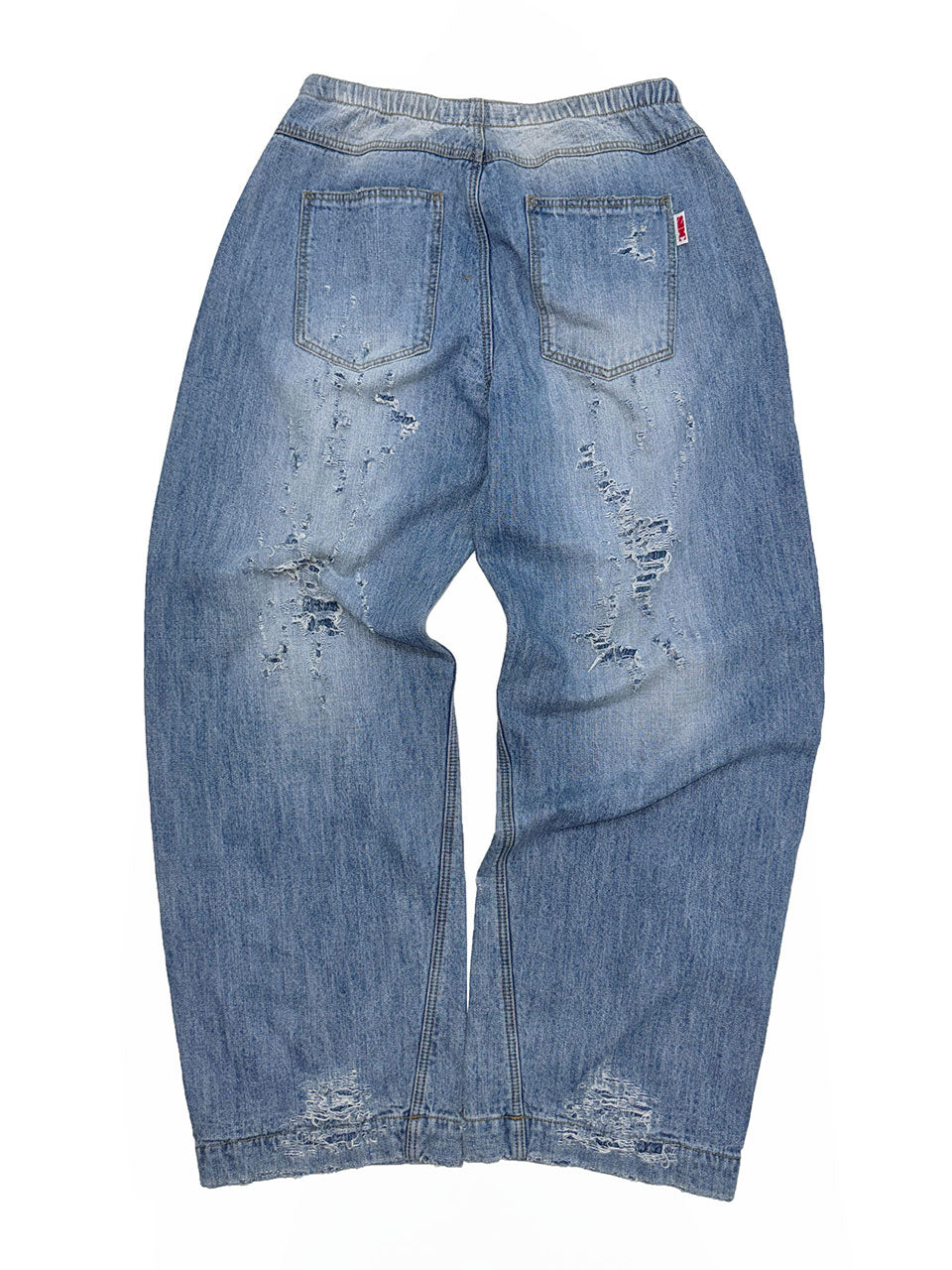 Distressed Layered Jeans Light Blue