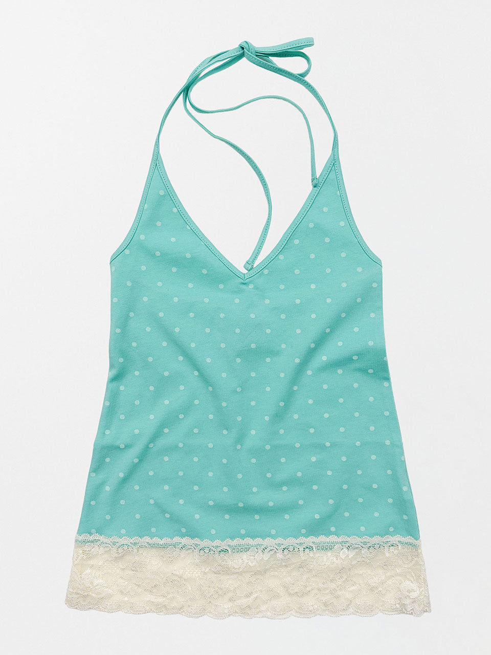 Dot Lace Halter Top Miami Blue