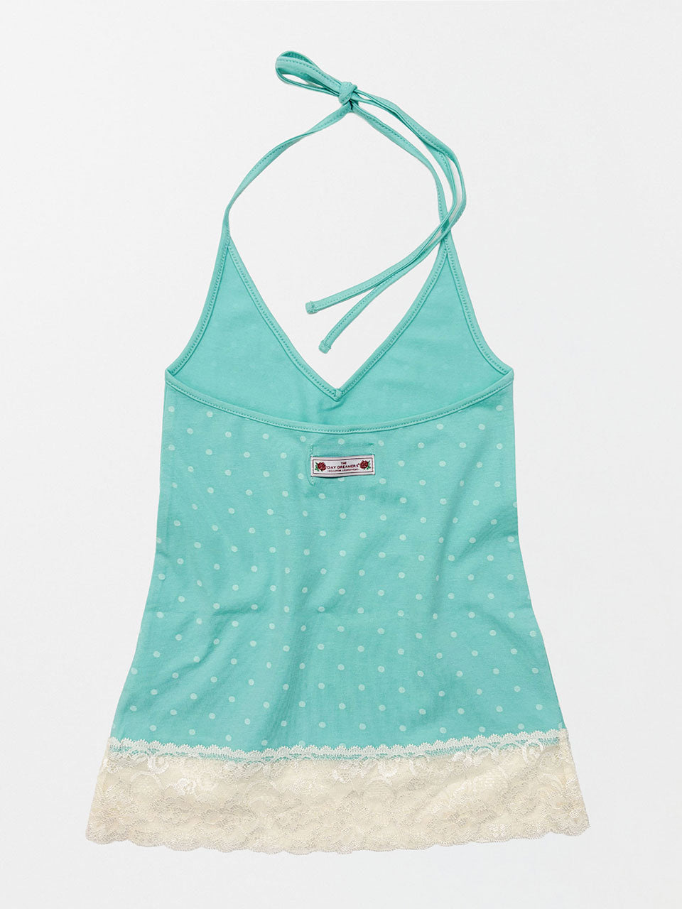 Dot Lace Halter Top Miami Blue