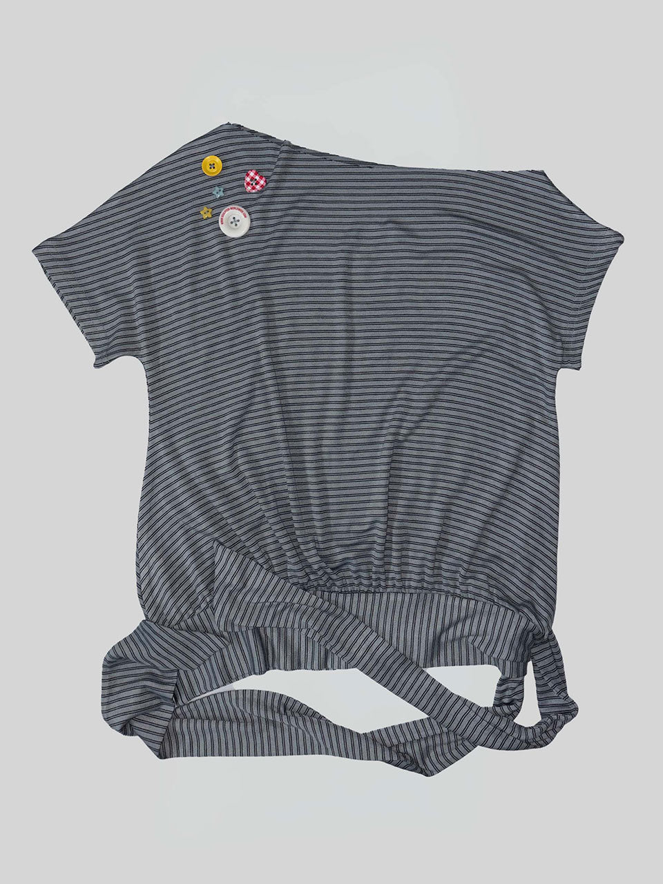 Off-Shoulder Button Tee Dusty Blue