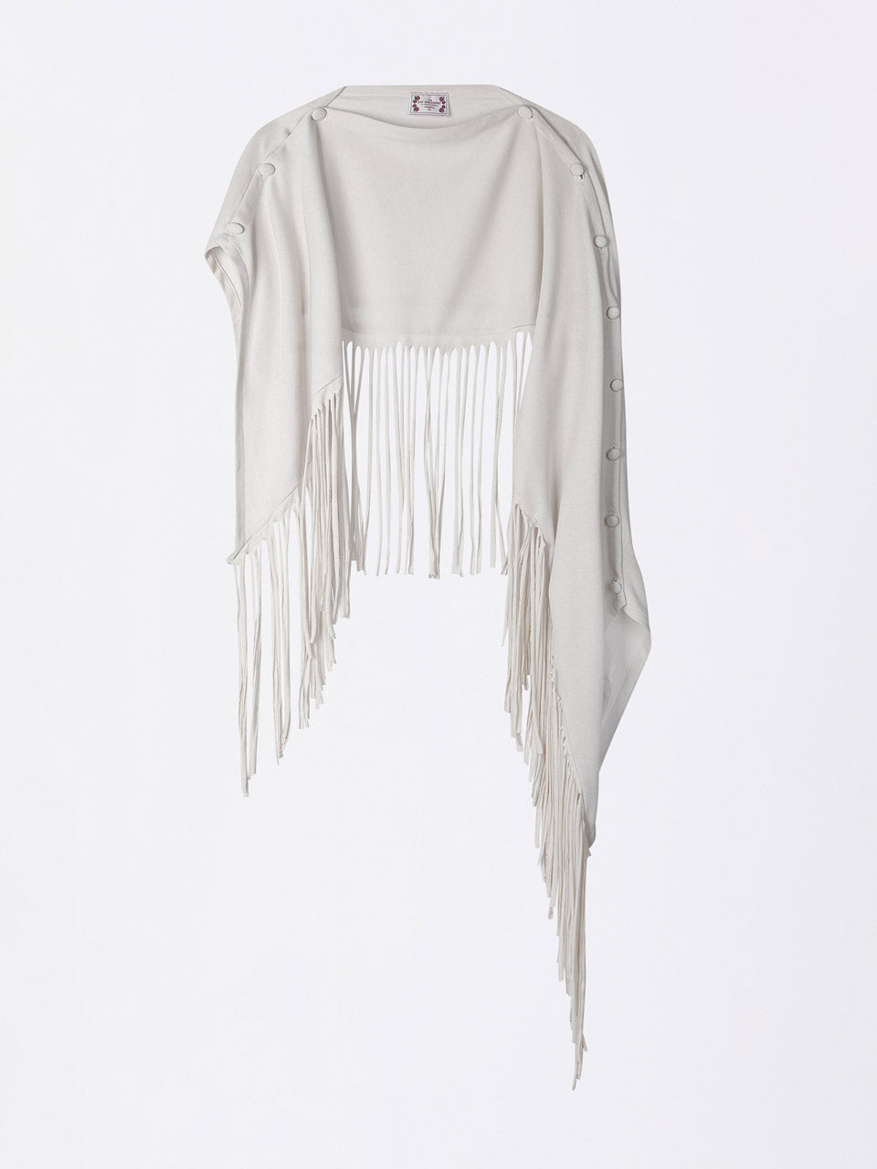 Versatile Fringe Cape Dusty White