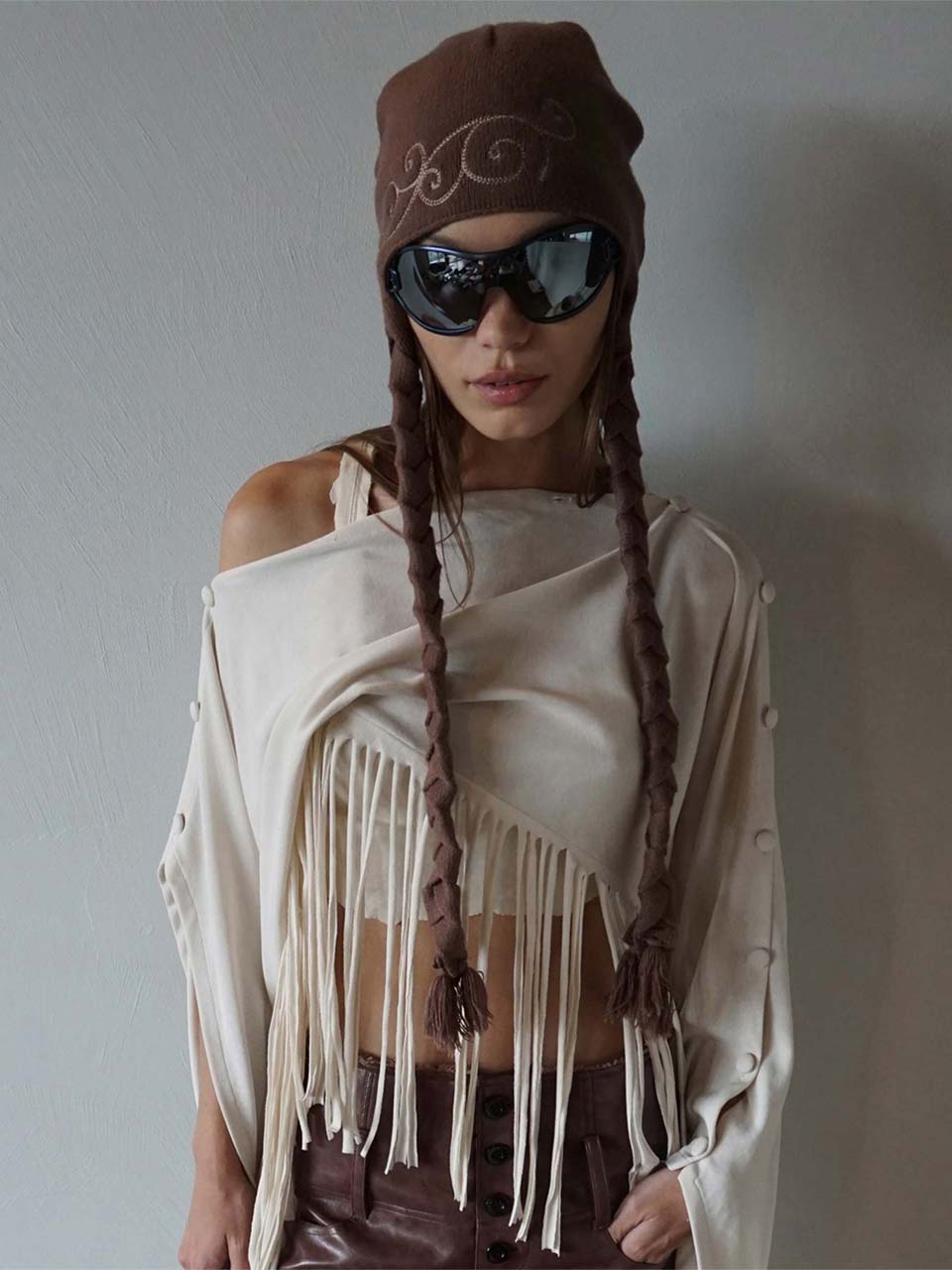 Versatile Fringe Cape Dusty White