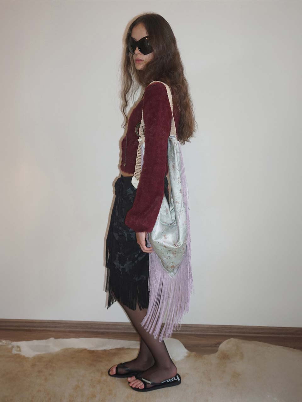 Fringe Scarf Bag Dusty Blue