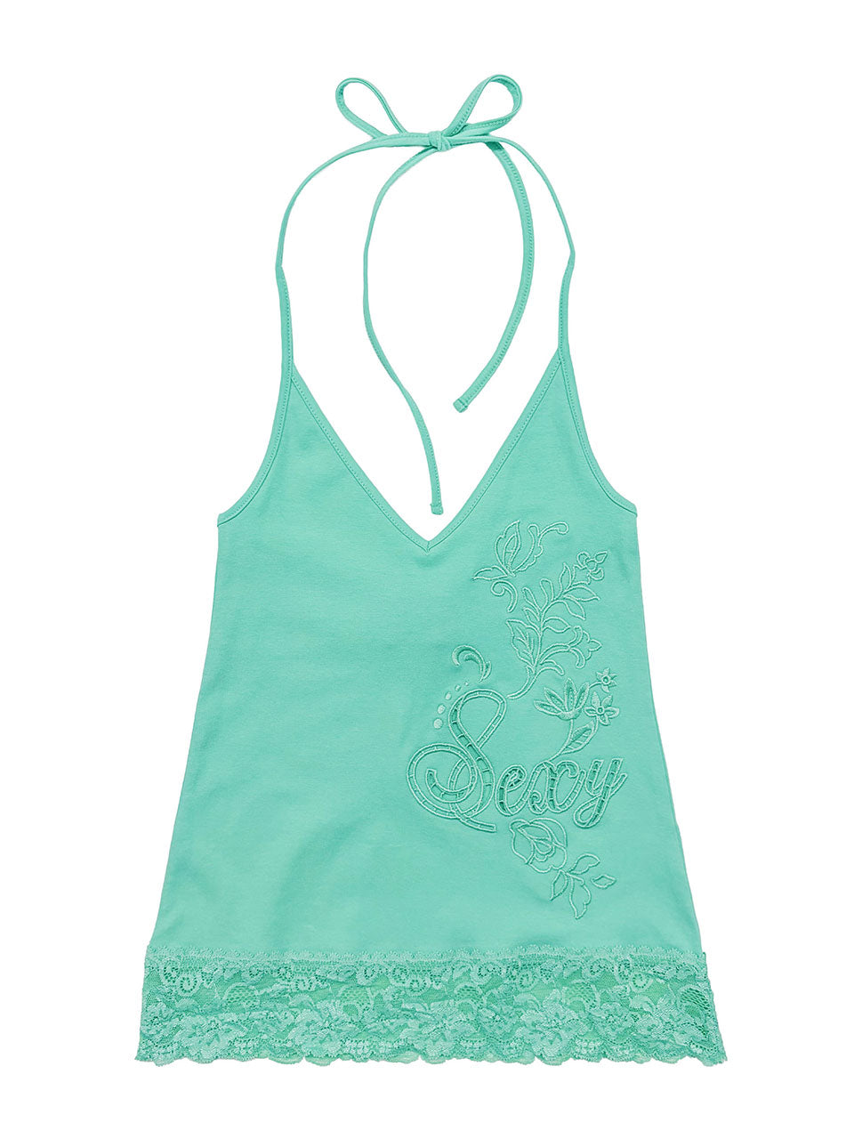 Eyelet Embroidery Halter Top Mint