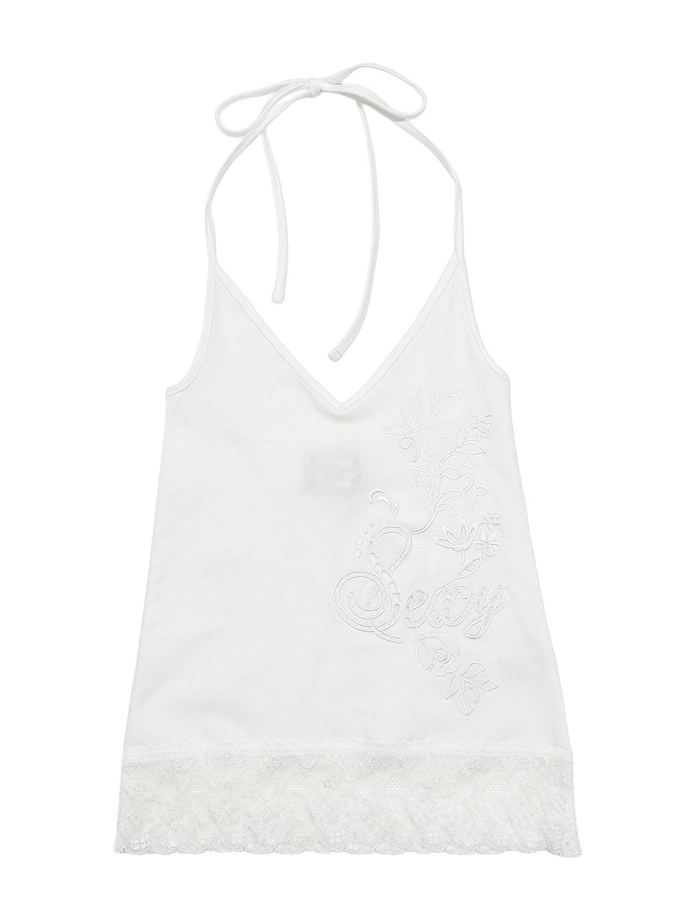 Eyelet Embroidery Halter Top White