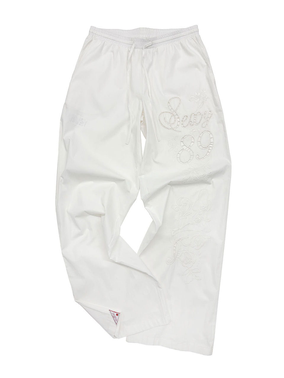 Eyelet Embroidery Pants White