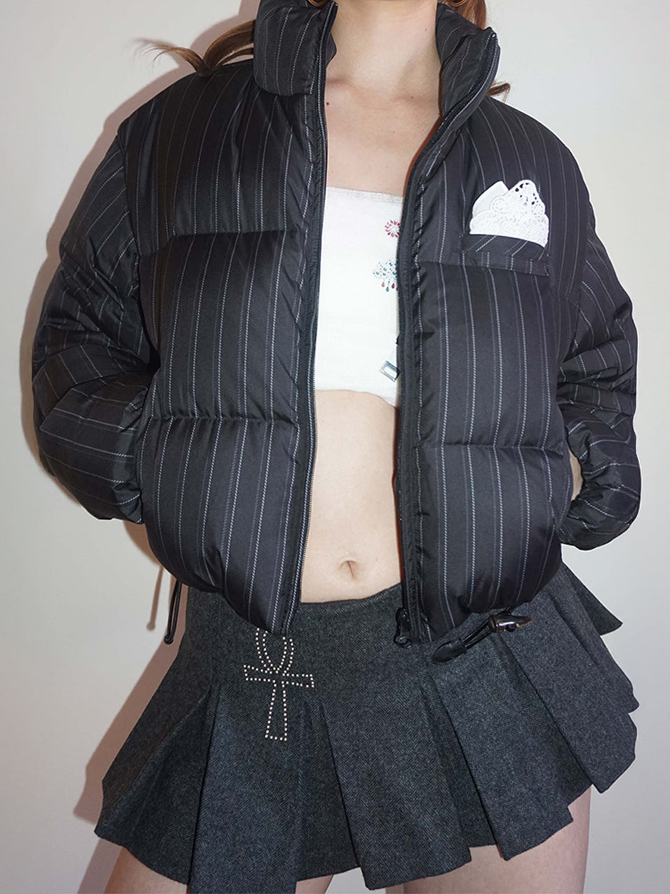 So Demure Cropped Puffer Down Faded Black