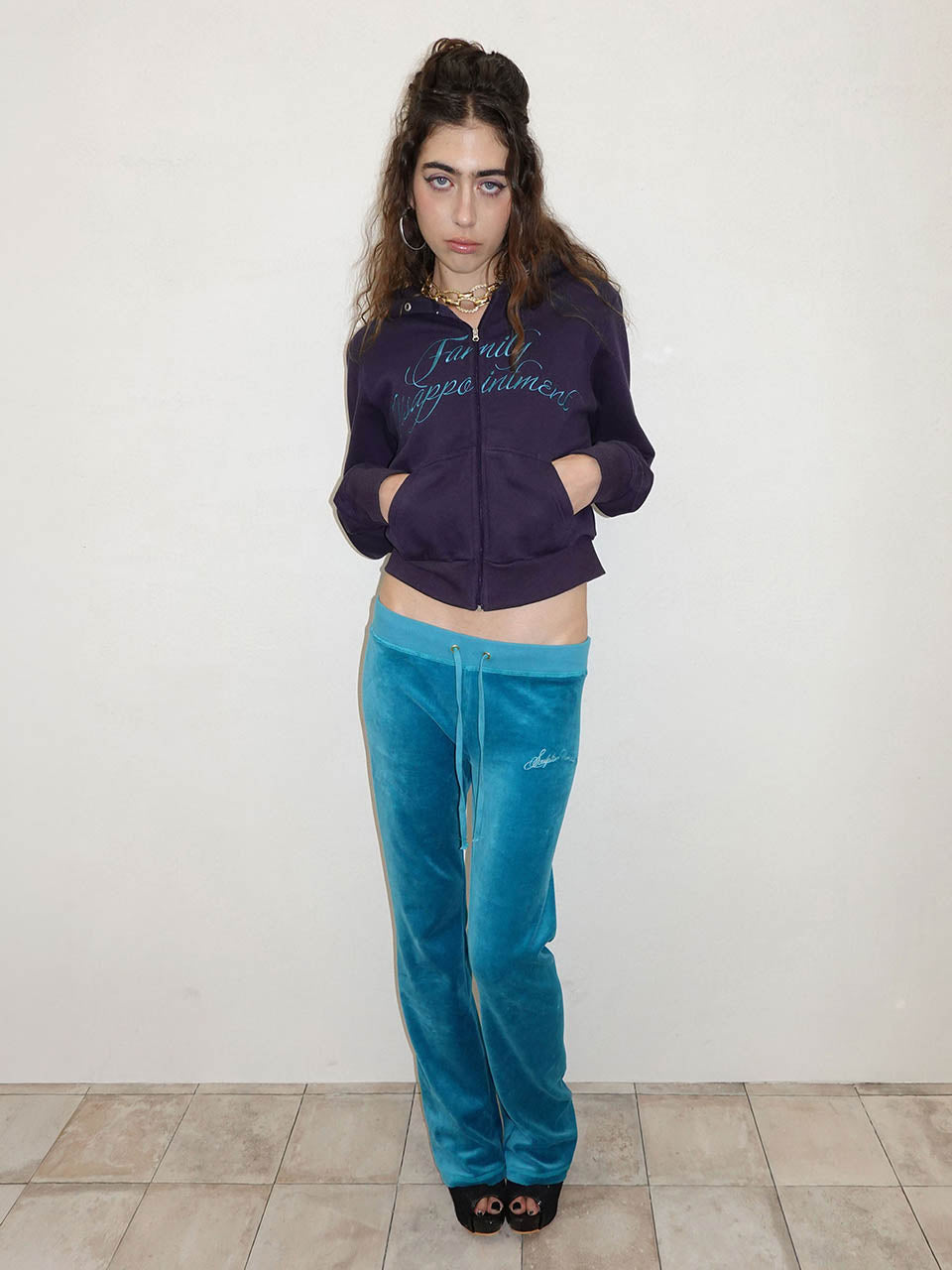 Family Disappointment Hooded Zip-Up Deep Purple