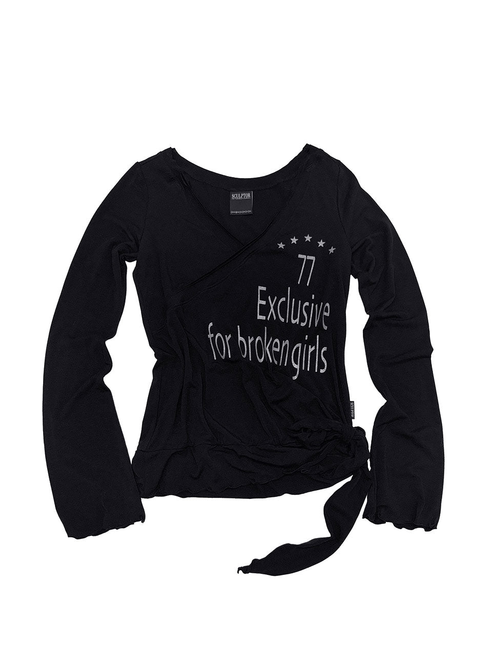 Glitter Wrap Top Black
