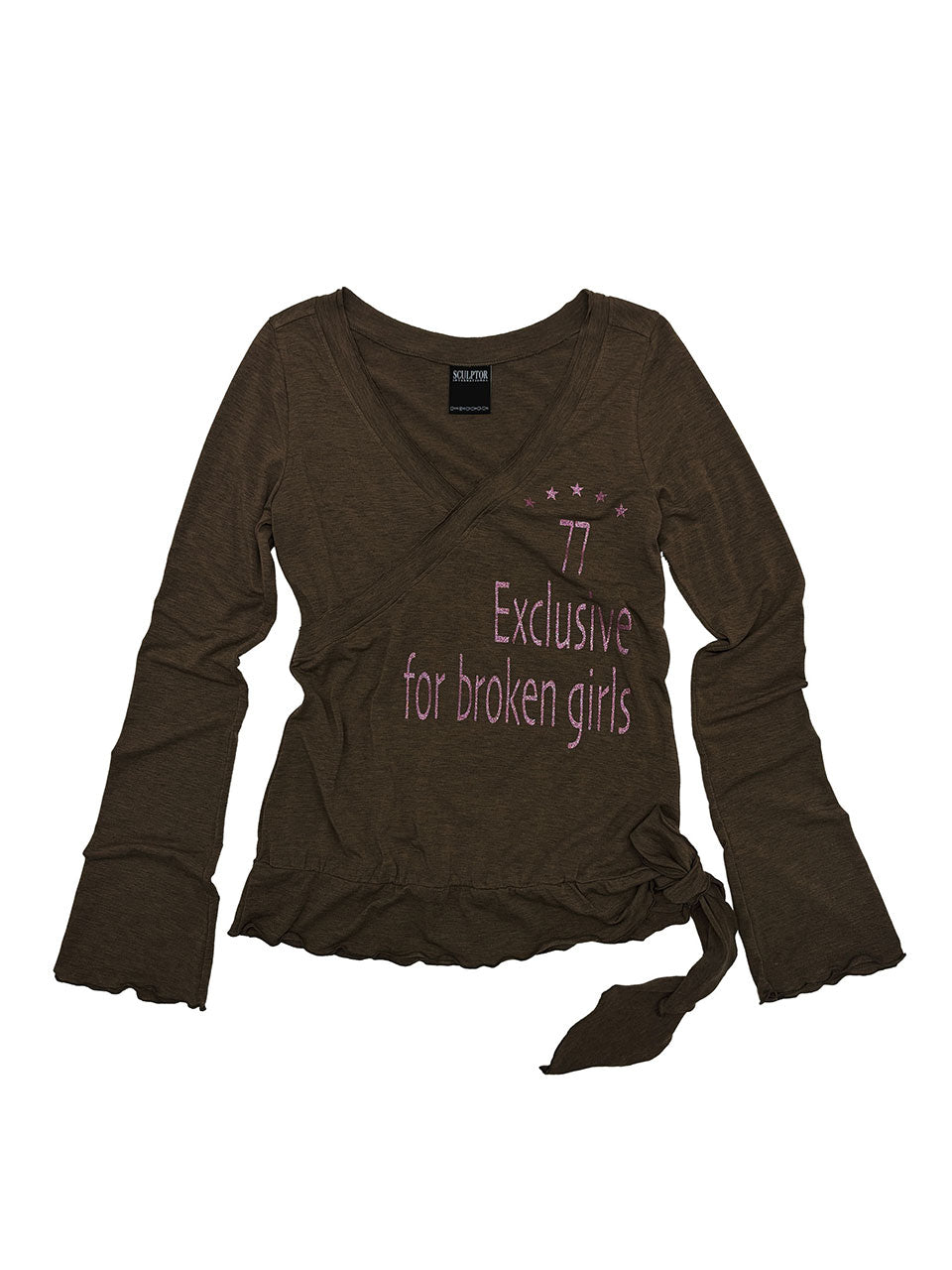 Glitter Wrap Top Brown