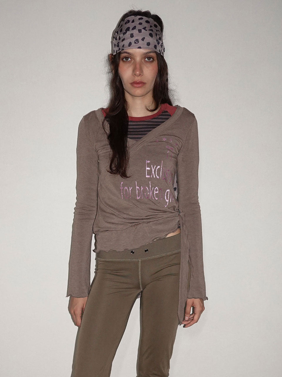 Glitter Wrap Top Brown